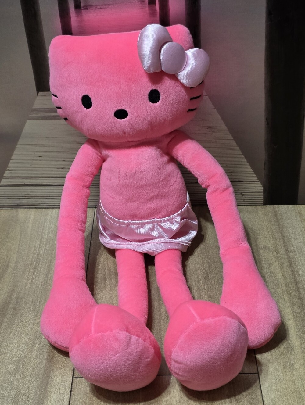 Sanrio Vintage 2001  Hello Kitty Long Arms And Legs Pink Plush Toy